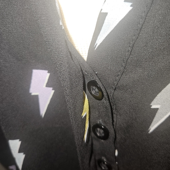 Torrid Black Blouse with Multicolor Lightning Pattern - Picture 3 of 6
